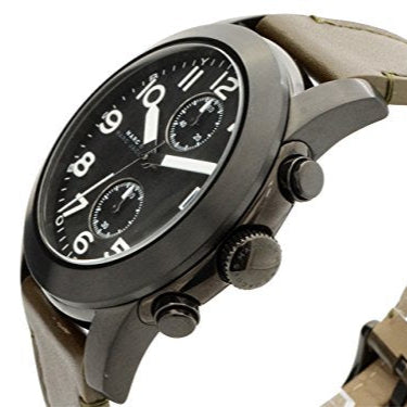 Marc Jacobs Larry Chronograph Black Dial Grey Leather Strap Watch for Men - MBM5034