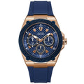 Guess Legacy Chronograph Blue Dial Blue Rubber Strap Watch For Men - W1049G9