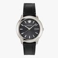 Versace V Urban Black Dial Black Leather Strap Watch for Men - VELQ00119