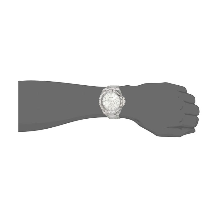 Guess Zeus Multifunction Diamonds Silver Dial Silver Steel Strap Watch for Men - GW0209G1
