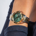 Guess Mist Analog Green Dial Two Tone Steel Strap Watch For Women - GW0723L1