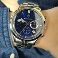 Maserati Ricordo Chronograph Blue Dial Silver Steel Strap Watch For Men - R8873633001