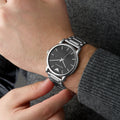 Emporio Armani Luigi Quartz Black Dial Silver Steel Strap Watch For Men - AR2499