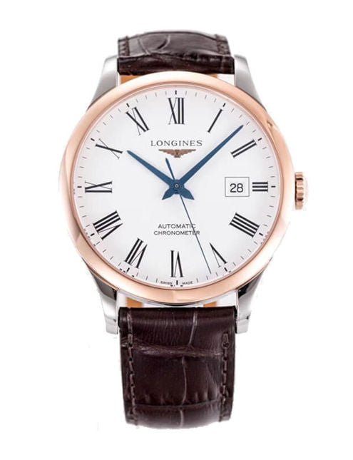 Longines Record Automatic Stainless Steel 18K Gold Watch for Men - L2.821.5.11.2