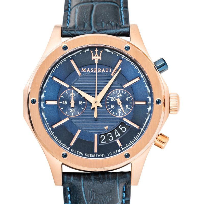 Maserati Circuito Blue Dial Blue Leather Strap Watch For Men - R8871627002