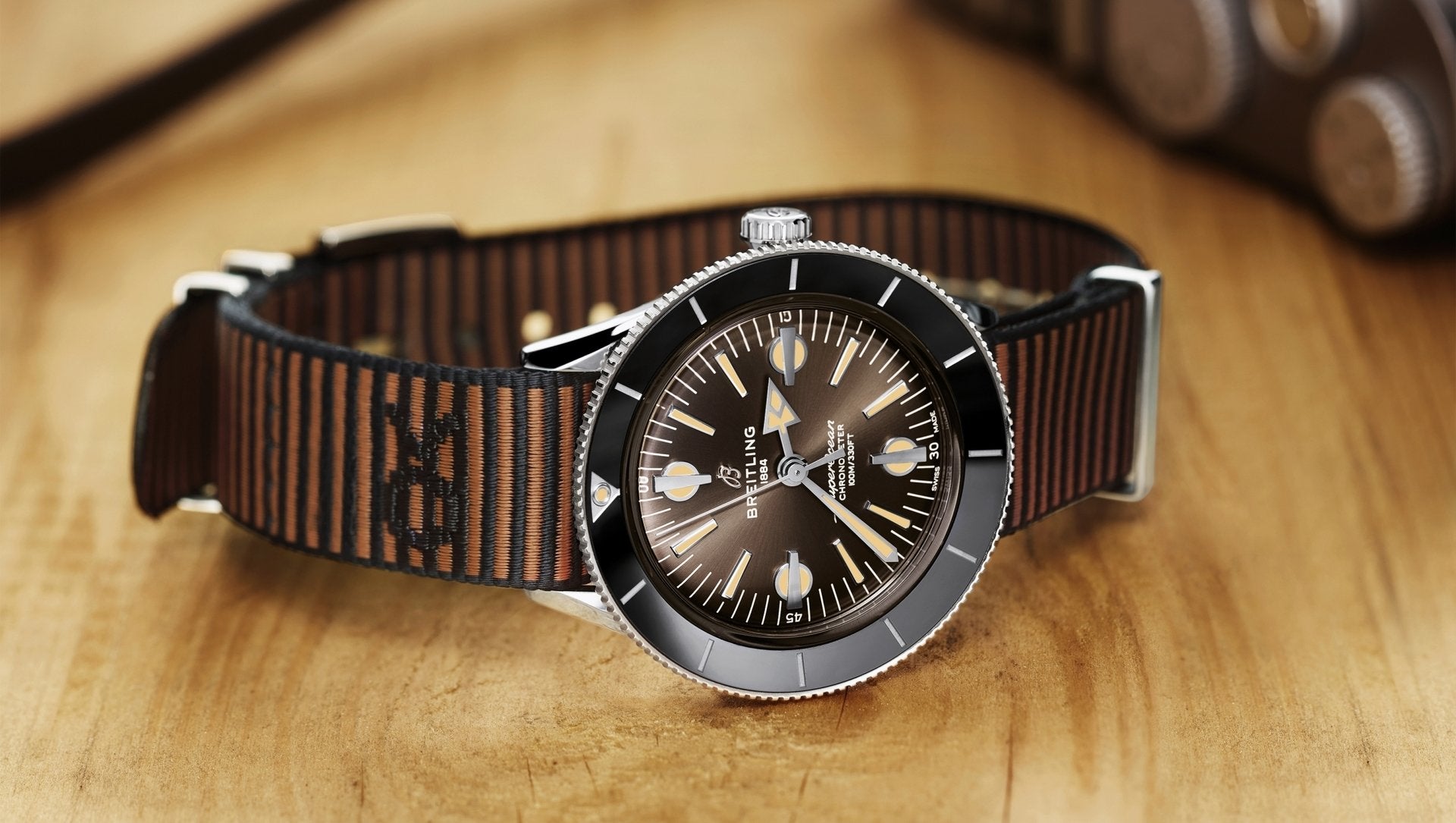 Breitling Superocean Heritage '57 Outerknown Brown Dial Brown NATO Strap Watch for Men - A103703A1Q1W1