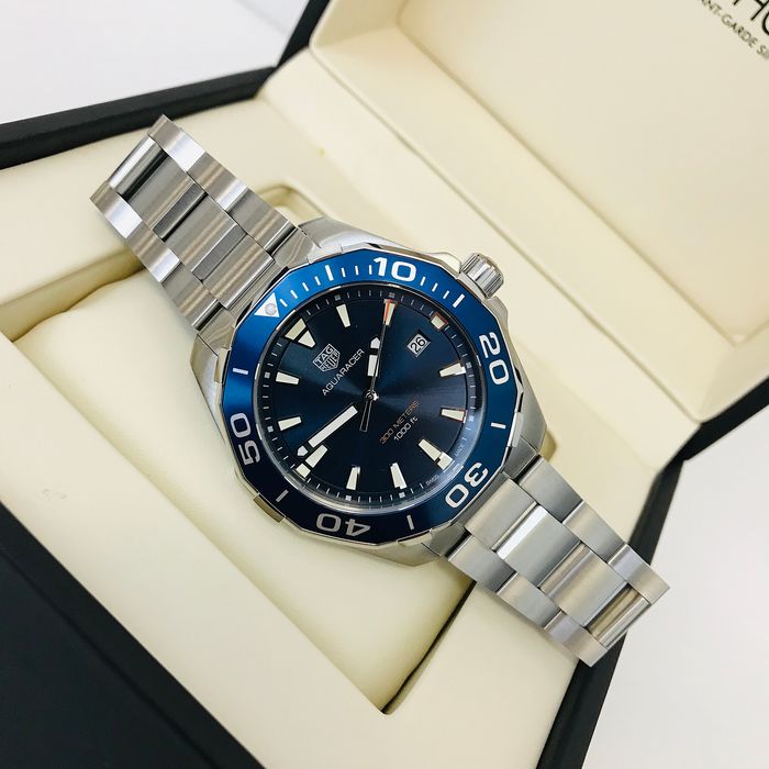 Tag Heuer Aquaracer Blue Dial Silver Steel Strap Watch for Men - WAY101C.BA0746