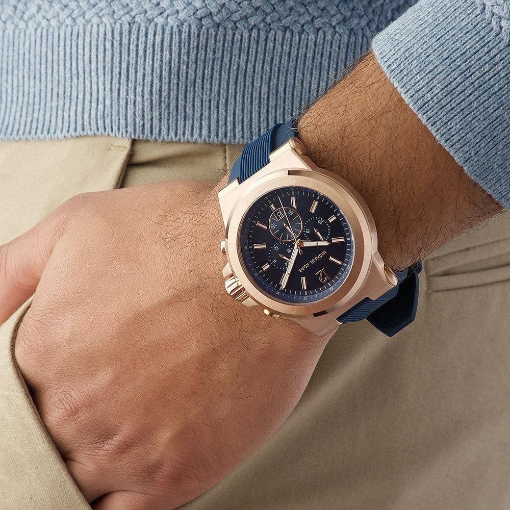 Michael Kors Dylan Blue Dial Blue Rubber Strap Watch for Men - MK8295