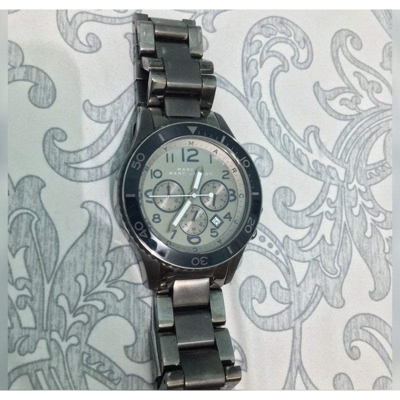 Marc Jacobs Rock Chronograph Silver Dial Silver Steel Strap Watch for Men - MBM5028