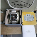 Fossil Retro Analog-Digital Black Dial Silver Steel Strap Watch for Men - FS5890