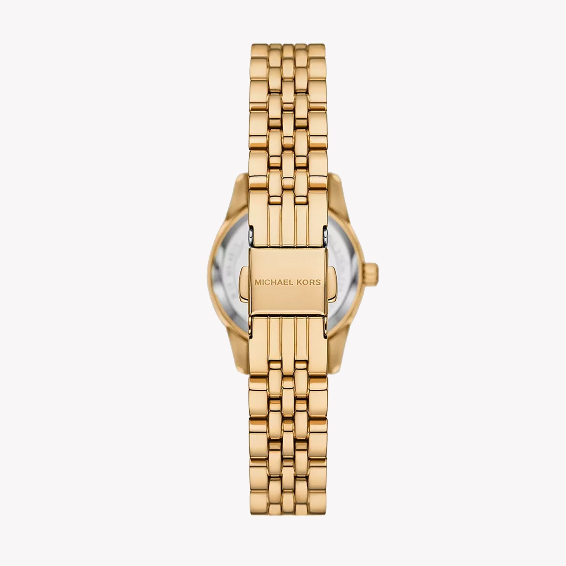Michael Kors Lexington Three Hand Blue Dial Gold Steel Strap Watch for Women - MK4813
