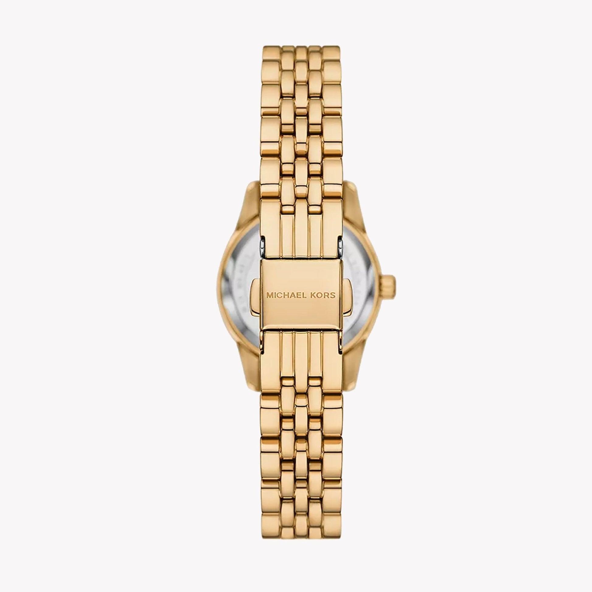 Michael Kors Lexington Three Hand Blue Dial Gold Steel Strap Watch for Women - MK4813
