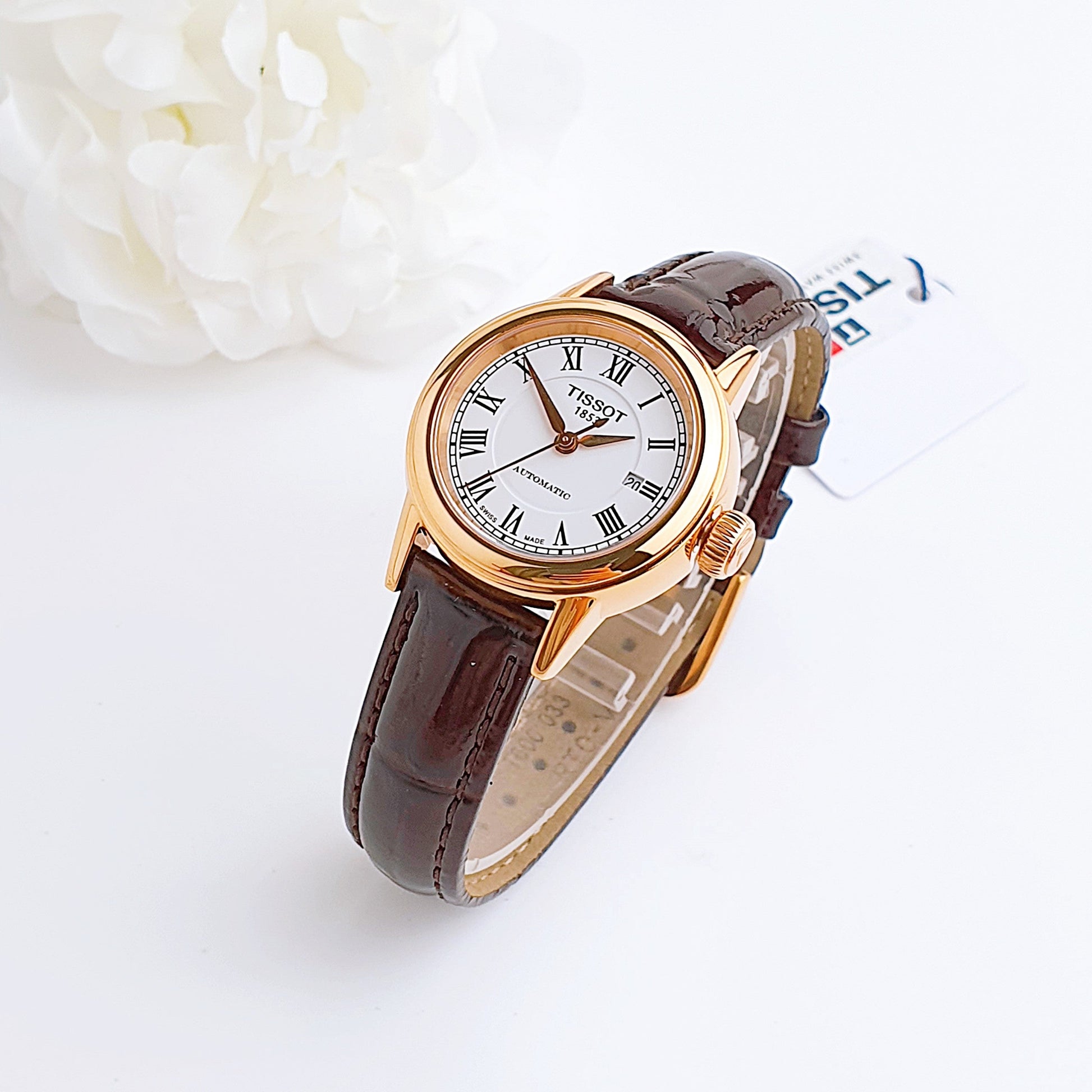 Tissot T Classic Carson White Dial Brown Leather Strap Watch For Women - T085.207.36.013.00