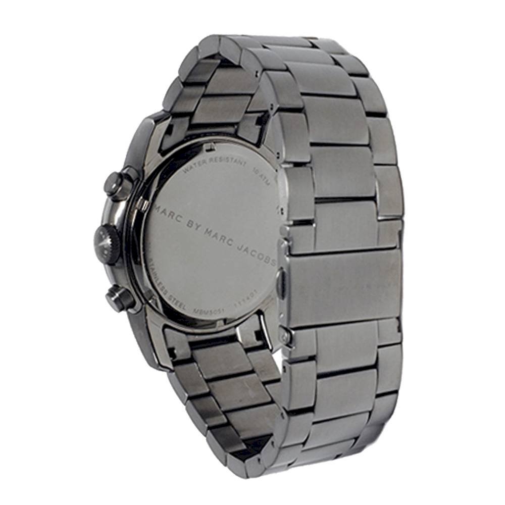 Marc Jacobs Larry Chronograph Black Dial Grey Steel Strap Watch for Men - MBM5051