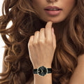 Movado Ultra Slim Black Dial Black Leather Strap Watch For Men - 0607087