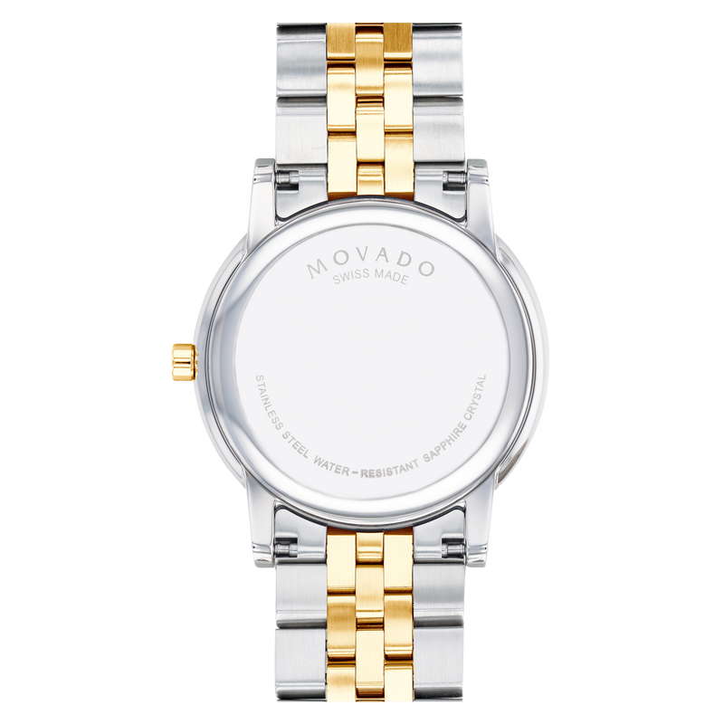 Movado Museum Classic Black Dial Two Tone Steel Strap Watch for Men - 0607200