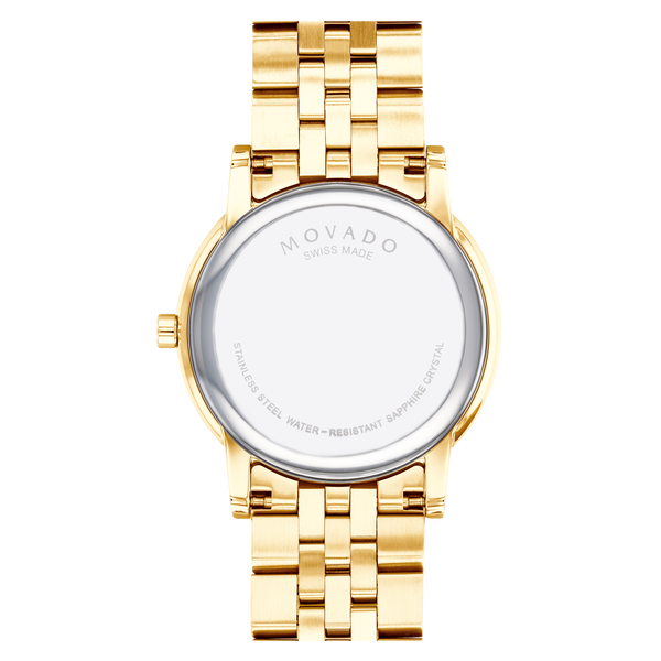 Movado Museum Classic Quartz Black Dial Gold Steel Strap Watch for Men - 0607203
