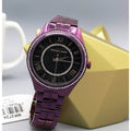 Michael Kors Lauryn Black Dial Purple Steel Strap Watch for Women - MK3724