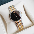 Movado Veturi Quartz Black Dial Two Tone Steel Strap Watch for Men - 0606932