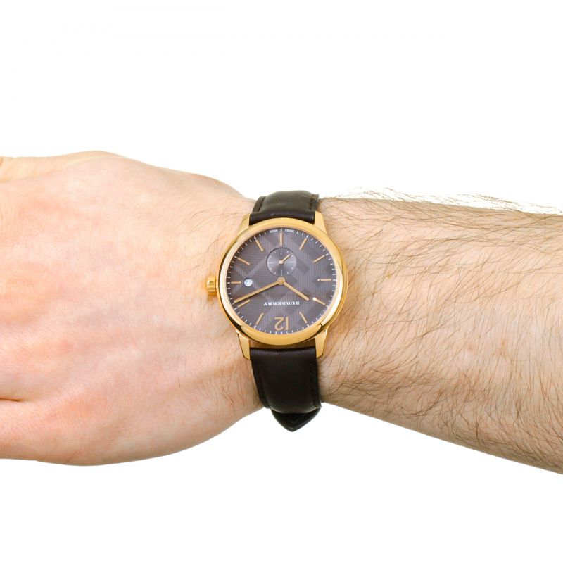 Burberry The Classic Brown Dial Brown Leather Strap Watch for Men - BU10012