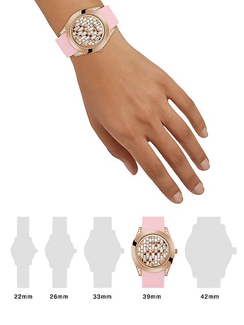 Guess Clarity Gold Dial Pink Silicone Strap Watch for Women - GW0109L2