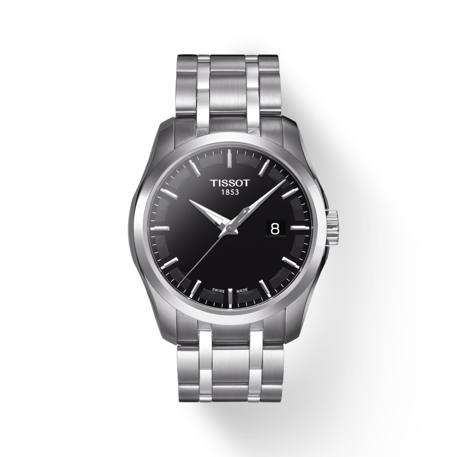 Tissot T Trend Couturier Chronograph Black Dial Silver Steel Strap Watch For Men - T035.410.11.051.00
