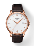 Tissot T Classic Tradition White Dial Brown Leather Strap Watch For Men - T063.610.36.037.00