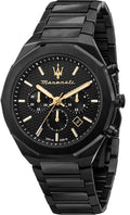 Maserati Stile Chronograph Black Dial Black Steel Strap Watch For Men - R8873642005