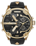 Diesel Mr Daddy Chronograph Black Dial Black Leather Strap Watch For Men - DZ7371