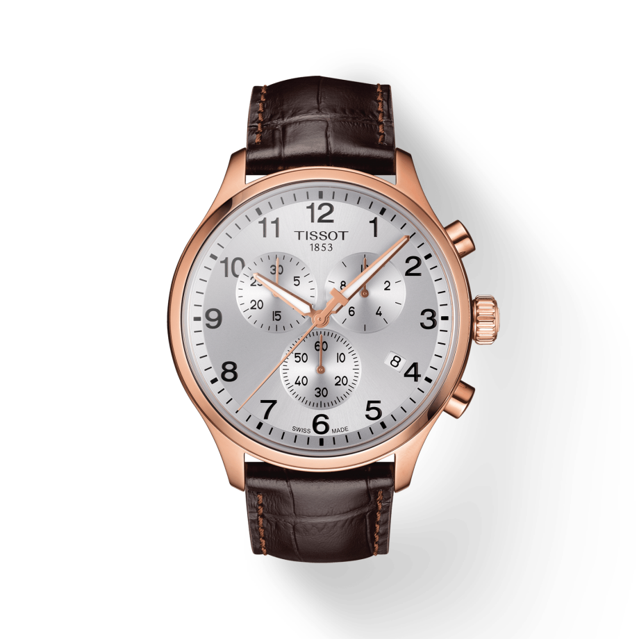 Tissot Chrono XL Classic Silver Dial Brown Leather Strap Watch For Men - T116.617.36.037.00