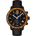 Tissot T Sport Quickster Chronograph Black Dial Black Rubber Strap Watch For Men - T095.417.36.057.01
