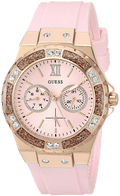 Guess Rose Gold Dial with Diamonds Pink Rubber Strap Watch For Women - W1053L3