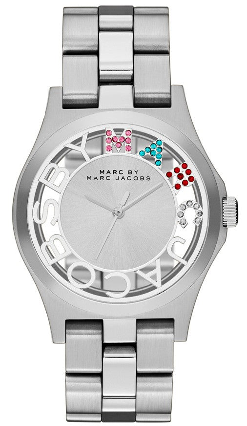 Marc Jacobs Henry Skeleton Silver Dial Silver Steel Strap Watch for Women - MBM3262