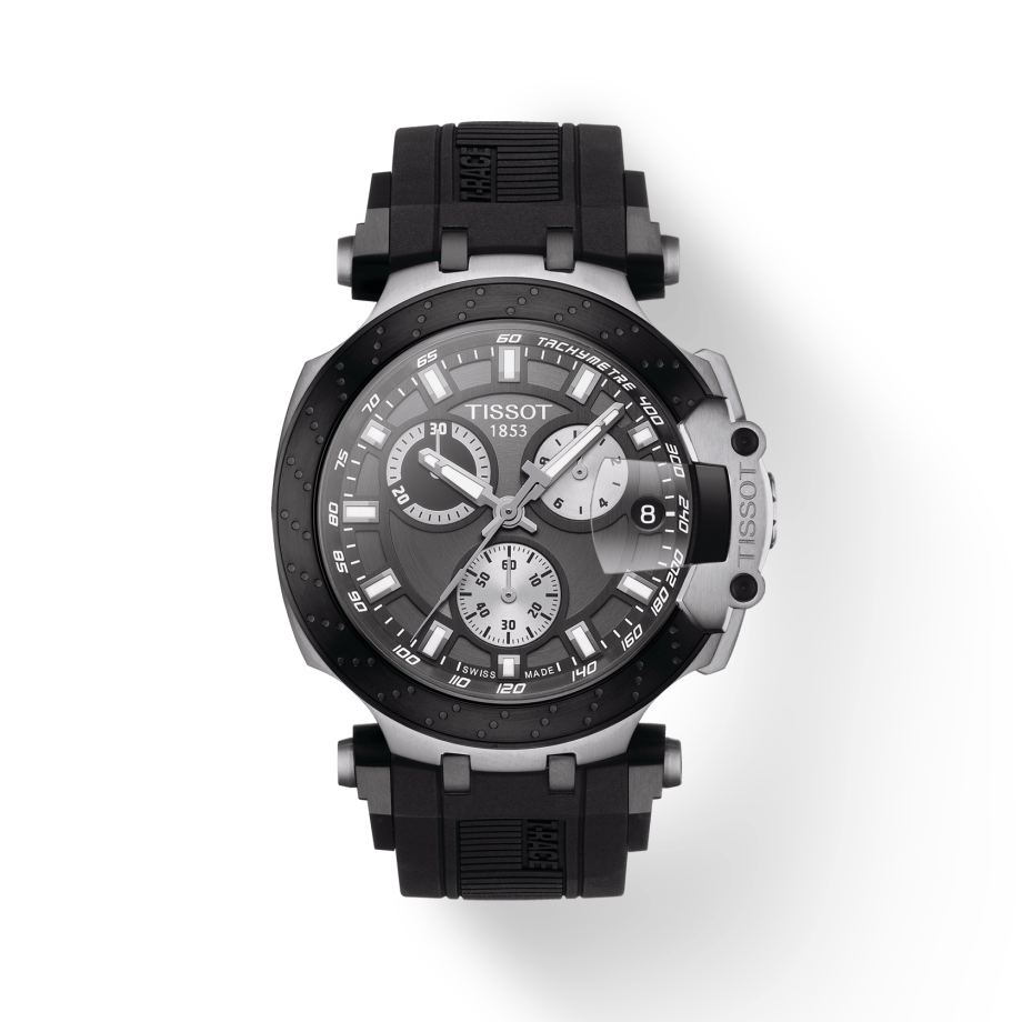 Tissot T Race Chronograph Anthracite Black Dial Black Silicone Strap Watch For Men - T115.417.27.061.00