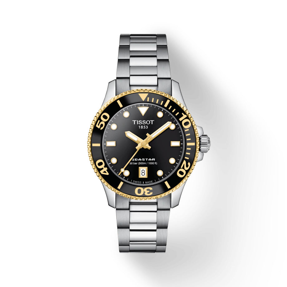 Tissot Seastar 1000 Black Dial Silver Steel Strap Watch For Men - T120.210.21.051.00