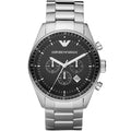 Emporio Armani Sportivo Chronograph Black Dial Silver Stainless Steel Watch For Men - AR0585