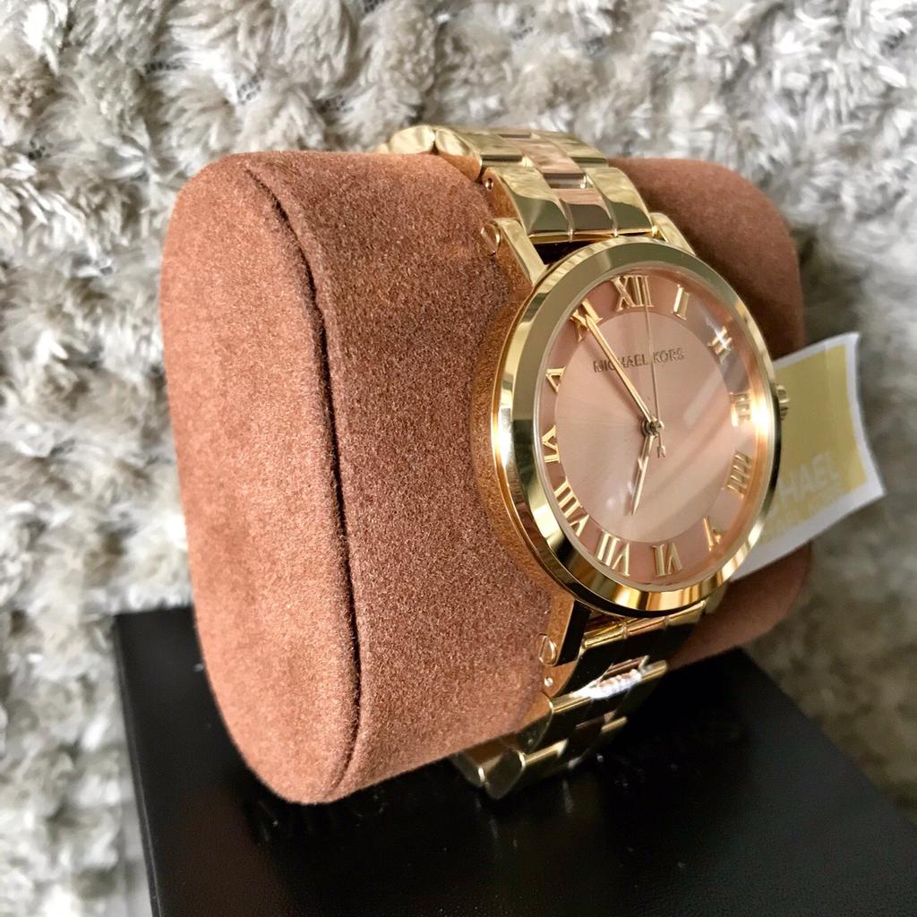 Michael Kors Norie Gold Dial Two Tone Steel Strap Watch for Women - MK3586