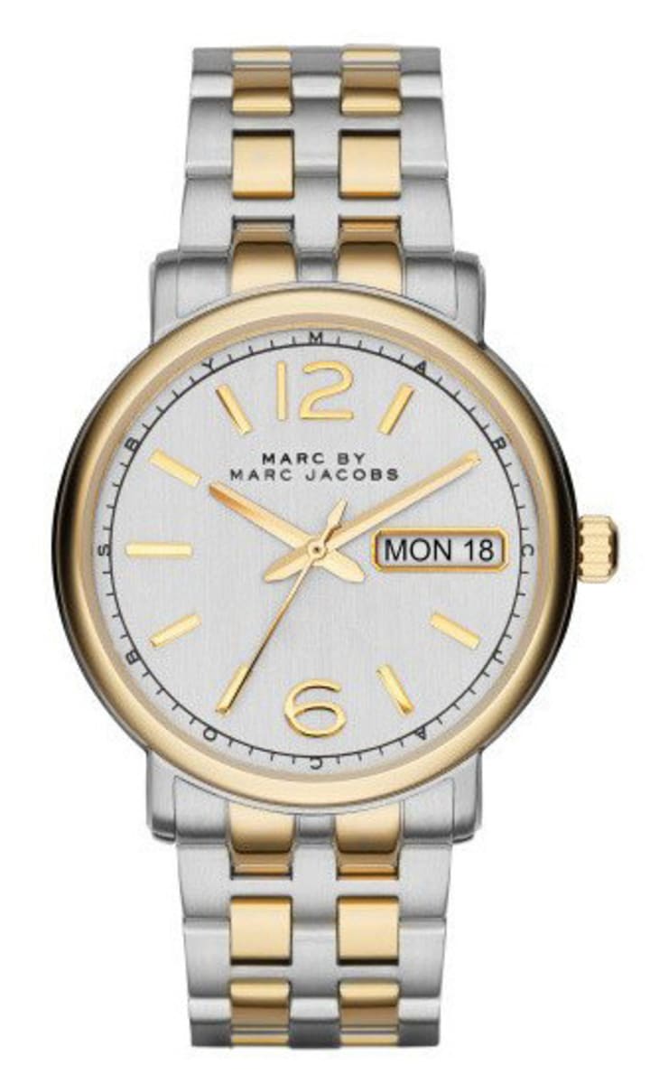 Marc Jacobs Fergus Silver Dial Two Tone Steel Strap Watch for Women - MBM8652