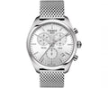 Tissot PR 100 Chronograph White Dial Silver Mesh Bracelet Watch For Men - T101.417.11.031.02