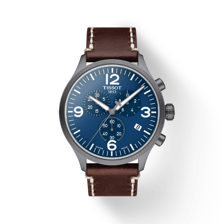 Tissot Chrono XL Blue Dial Brown Leather Strap Watch For Men - T116.617.36.047.00
