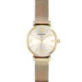 Emporio Armani Retro Gold Dial Gold Mesh Bracelet Watch For Women - AR1957