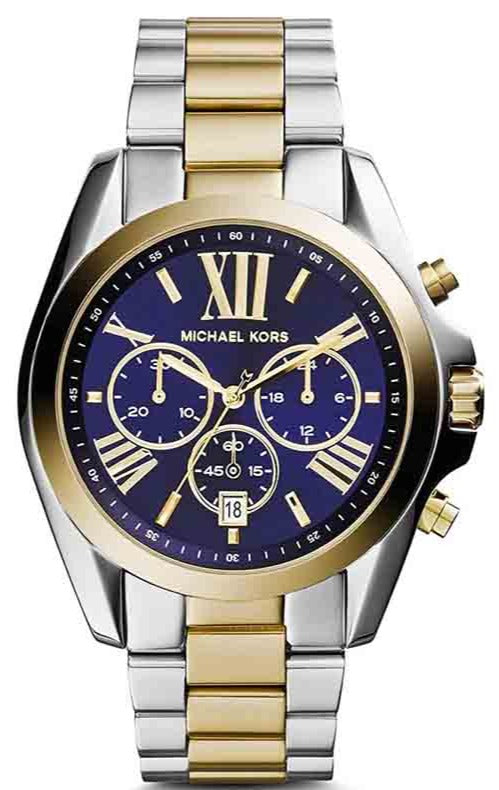 Michael Kors Bradshaw Blue Dial Two Tone Steel Strap Watch for Women - MK5976