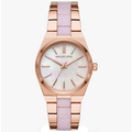 Michael Kors Channing Quartz Mother of Pearl Pink Dial Two Tone Steel Strap Watch For Women - MK6652