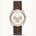Michael Kors Jessa Multifunction Silver Dial Brown Leather Strap Watch For Women - MK7205