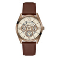 Guess Multi-Function Chronograph White Dial Brown Leather Strap Watch For Men - GW0389G8