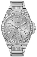 Guess Zeus Multifunction Diamonds Silver Dial Silver Steel Strap Watch for Men - GW0209G1