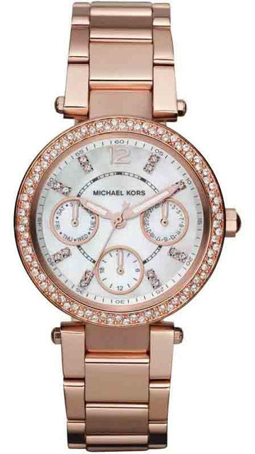 Michael Kors Parker White Dial Rose Gold Steel Strap Watch for Women - MK5616
