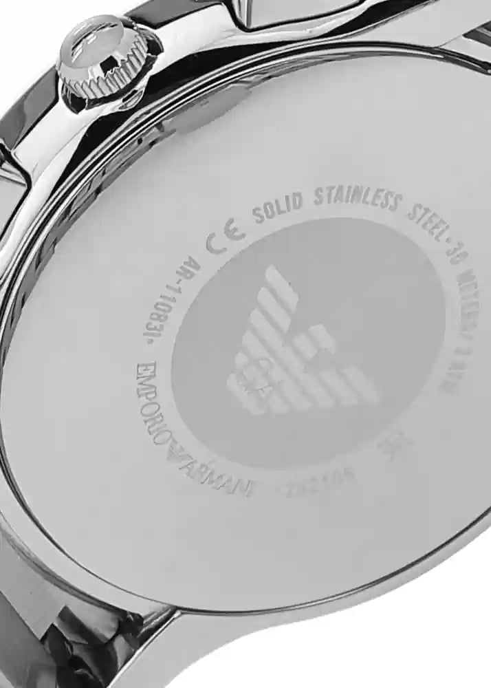 Emporio Armani Valente Chronograph Quartz Black Dial Silver Steel Strap Watch For Men - AR11083