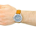 Michael Kors Ryker Chronograph Analog Blue Dial Brown Leather Strap Watch For Men - MK8518