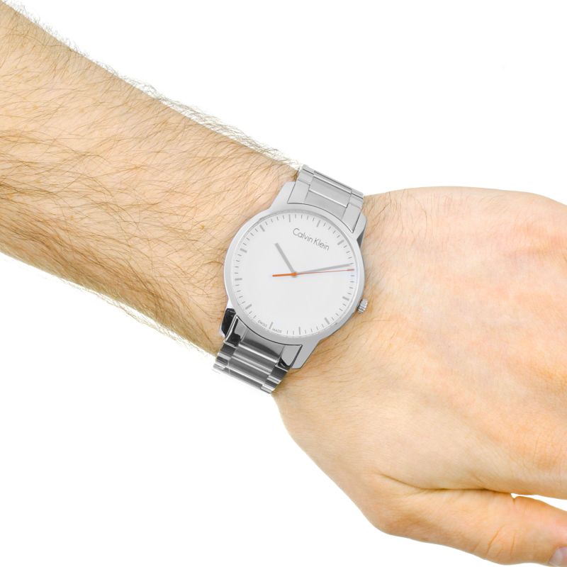 Calvin Klein City Quartz White Dial Silver Steel Strap Watch for Men - K2G2G1Z6